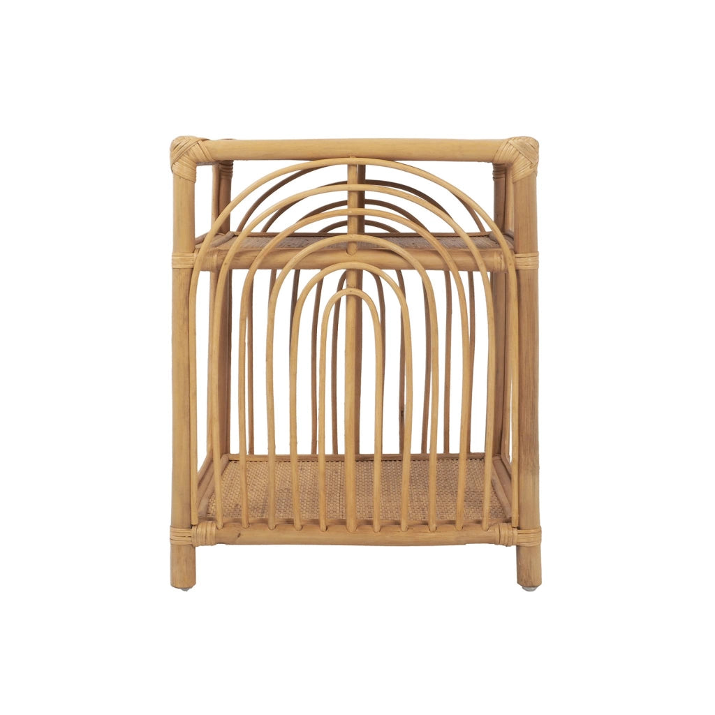 Set 2 comodini in rattan 1 vano portaoggetti, marrone naturale