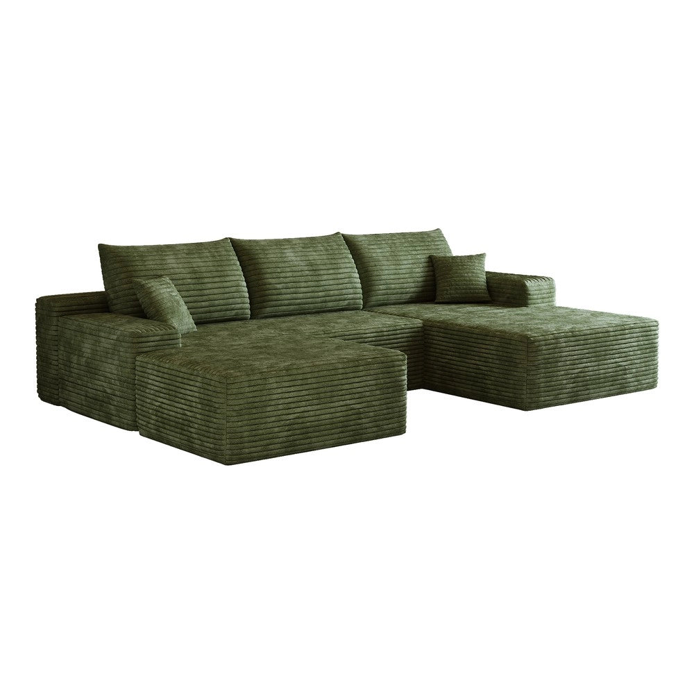 Divano angolare chaise longue ¨C Minimal ¨C verde tessuto 270cm