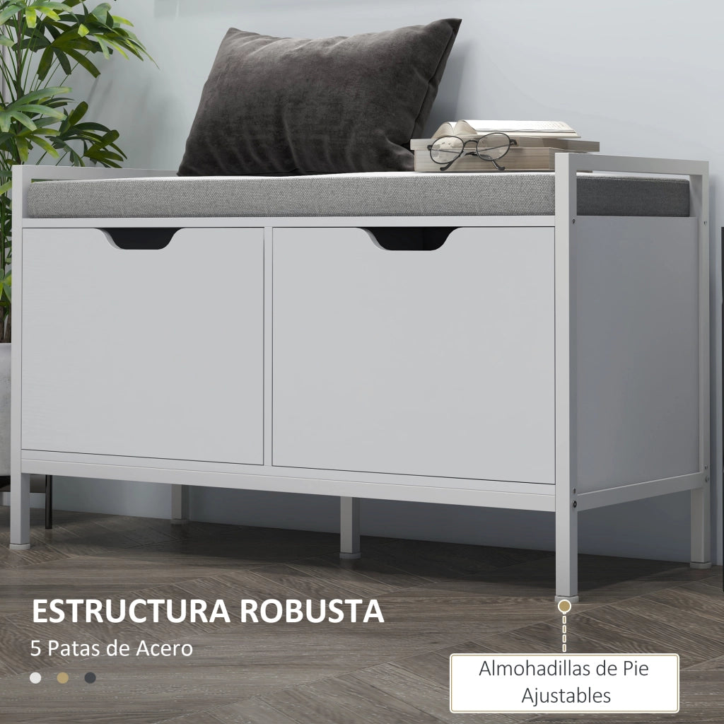 Scarpiera con panca e cuscino ¨C zephmum ¨C bianco 84x35x50 cm