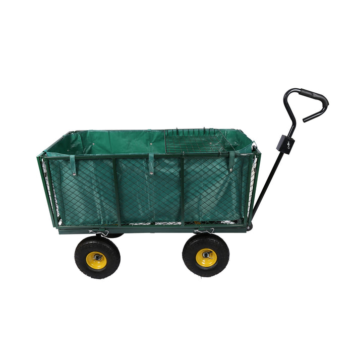 Carrello da trasporto con sponde ribaltabili max 550 kg, incl.telone, per giardino campagna