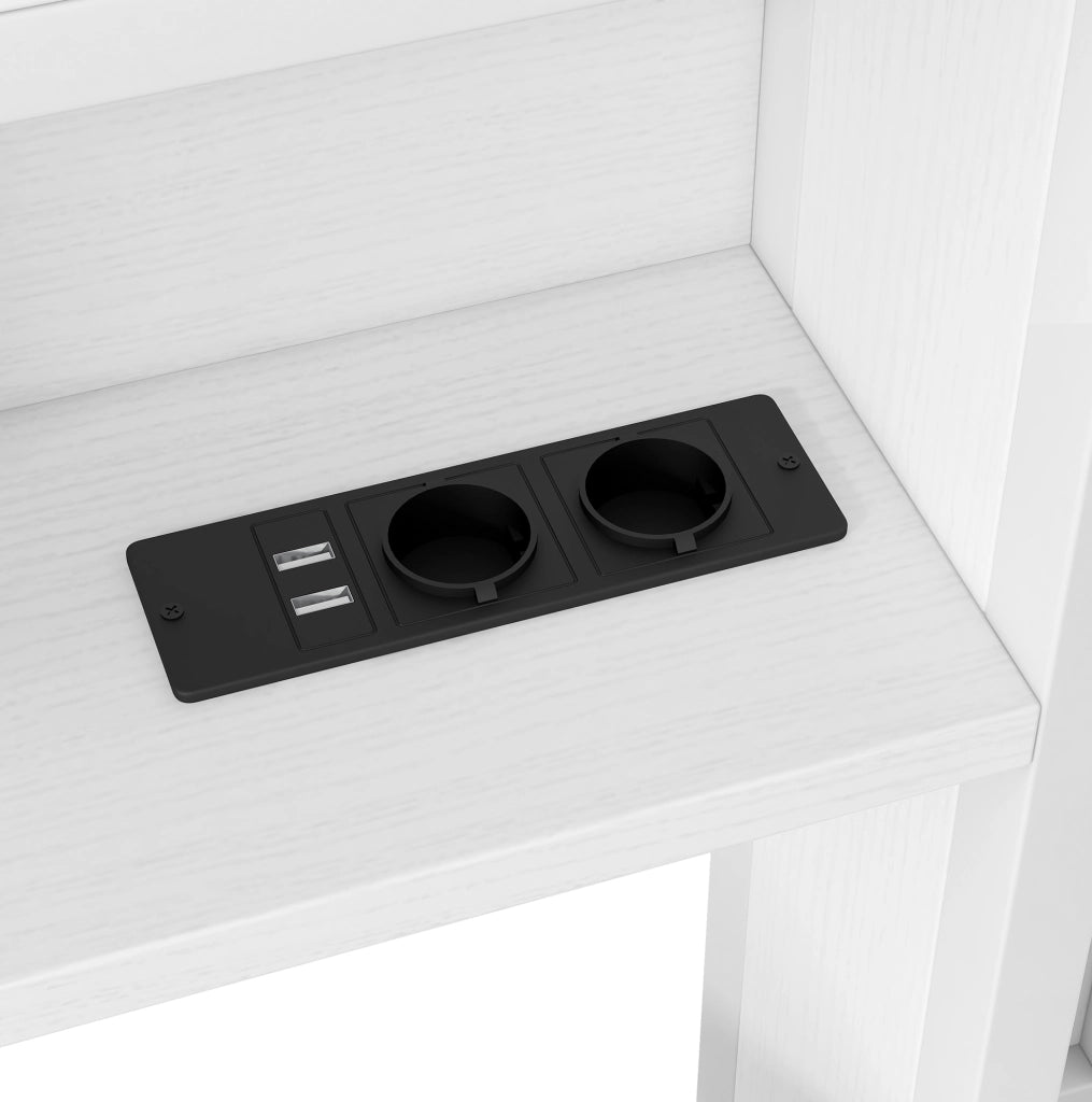 Letto da giorno in metallo e MDF 90x200 cm con letto estraibile; LED; USB e contenitori; bianco