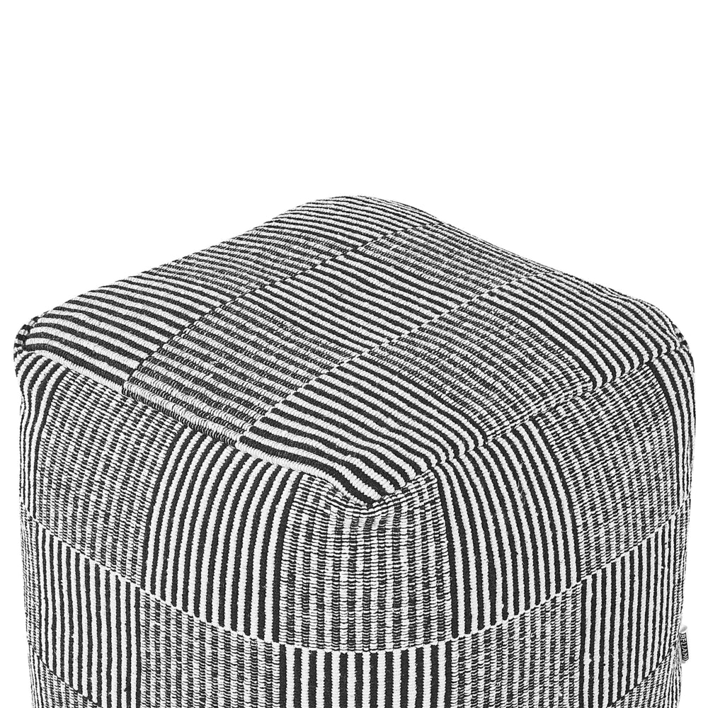 Pouf in cotone bianco nero 40 x 40 cm pouf motivo a righe imbottitura in EPS chiusura con cerniera moderna