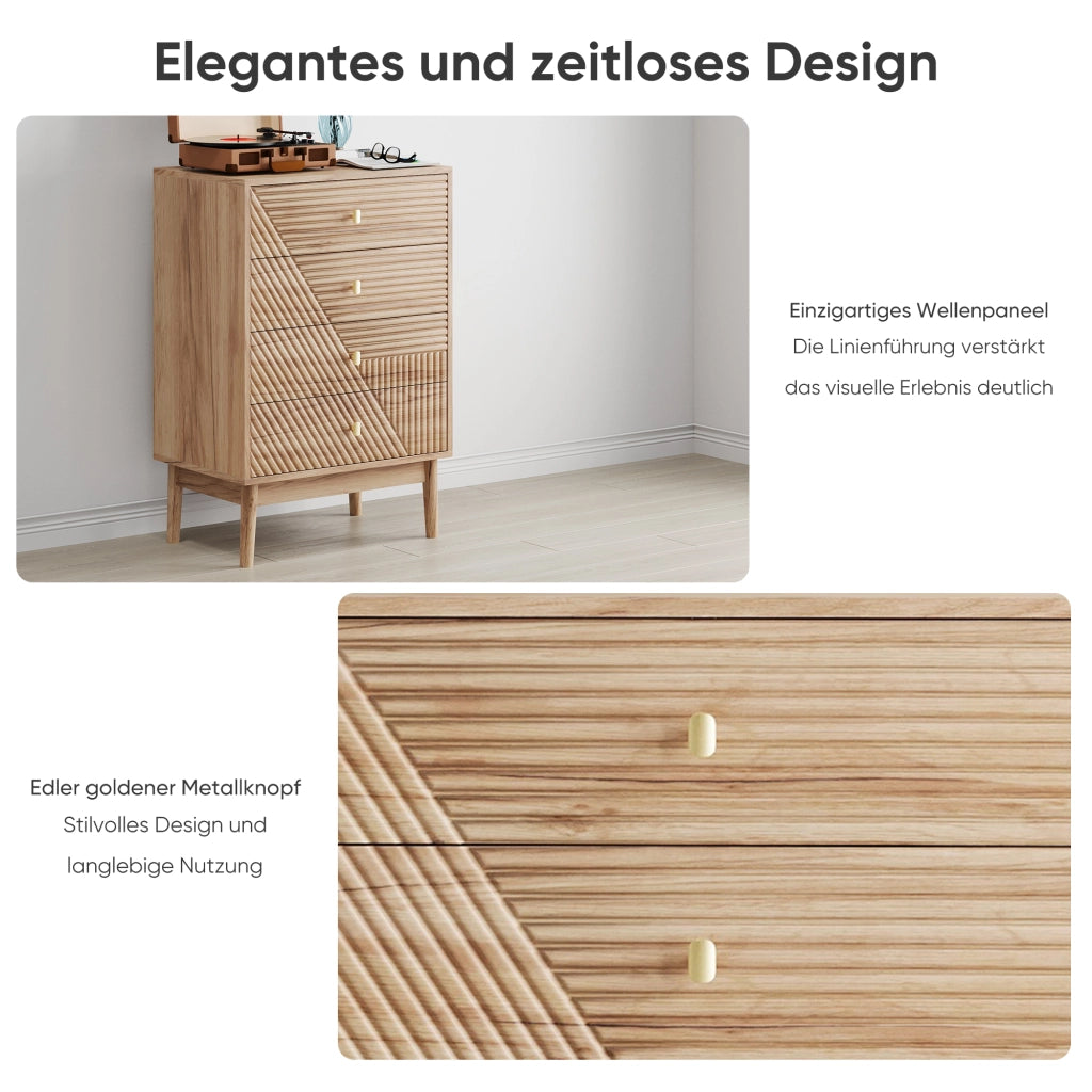CASSETTIERA 4 cassetti 60x40x90 cm rovere stile Mid-Century