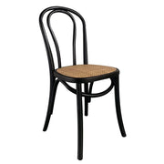 LÚZETE - SEDIA IN LEGNO DI BETULLA NERA CON SEDILE IN RATTAN NATURALE AKIRA