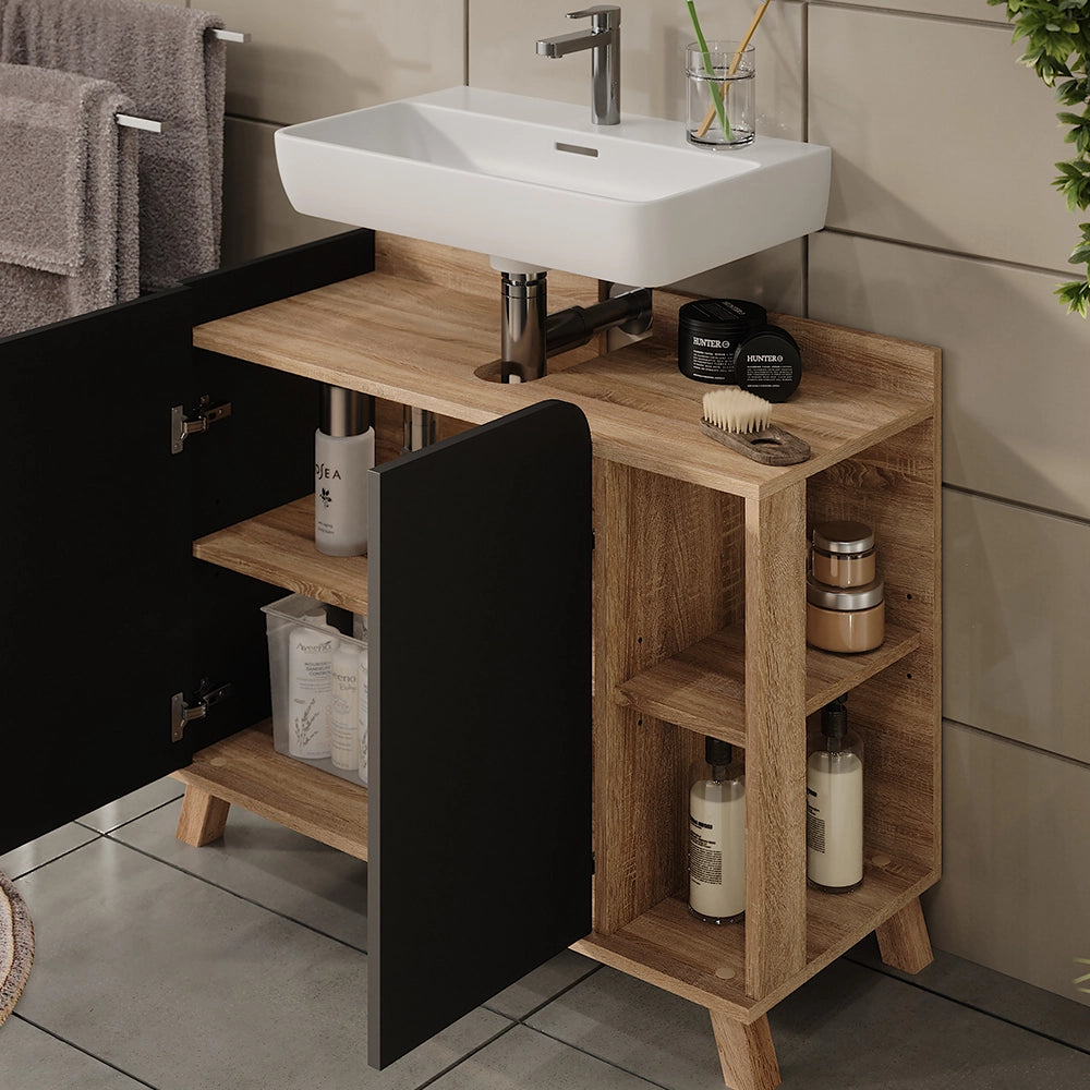 Vicco Set di mobili da bagno Sonoma/antracite 2 parti