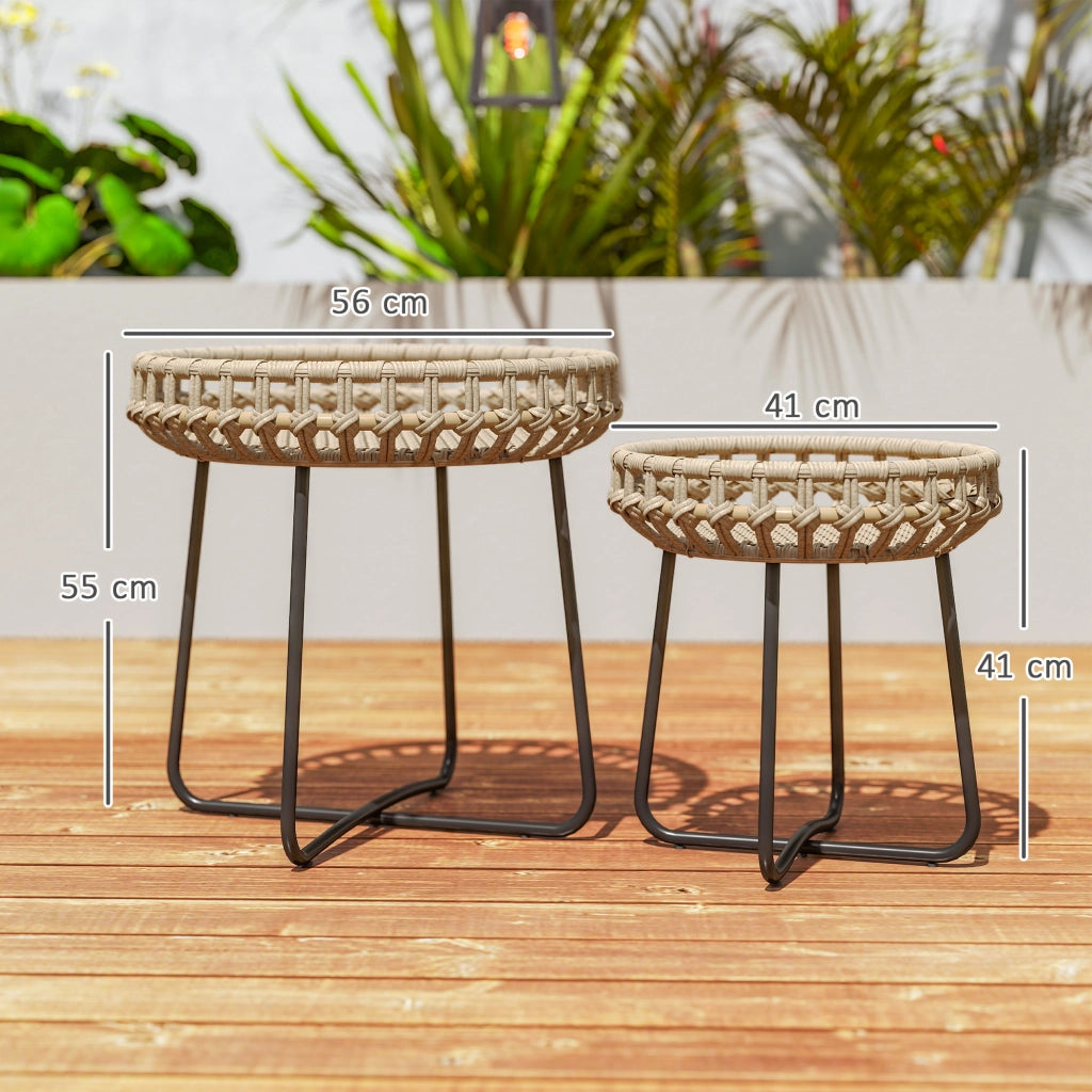 Tavolino da giardino rotondo in polirattan ¨C zephmum ¨C 60x60x41 cm marrone