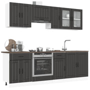 Set Mobili da Cucina 8 pz Kalmar Neri Legno Multistrato