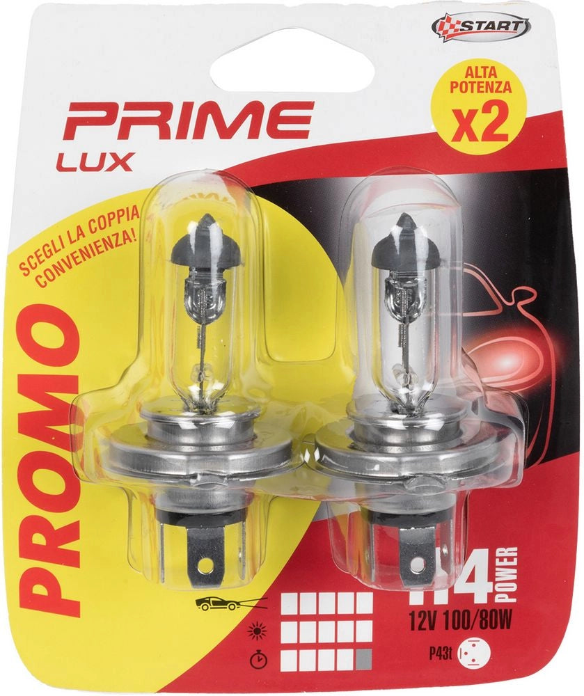 Coppia di lampadine auto alogene H4 12V 100/80W P43t