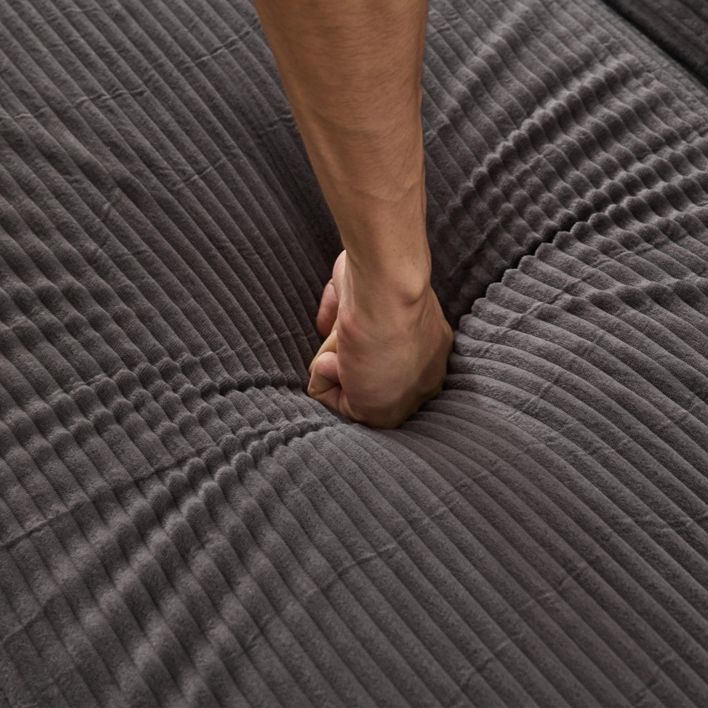 Chaise longue con contenitore e Cuscini in Tessuto a coste Grigio