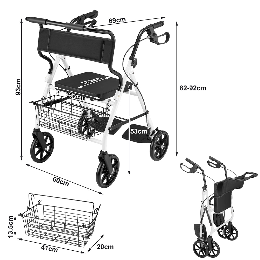 Deambulatore Rollator Sedile Anziani Disabili Seduta Imbottita Ausilio Camminata