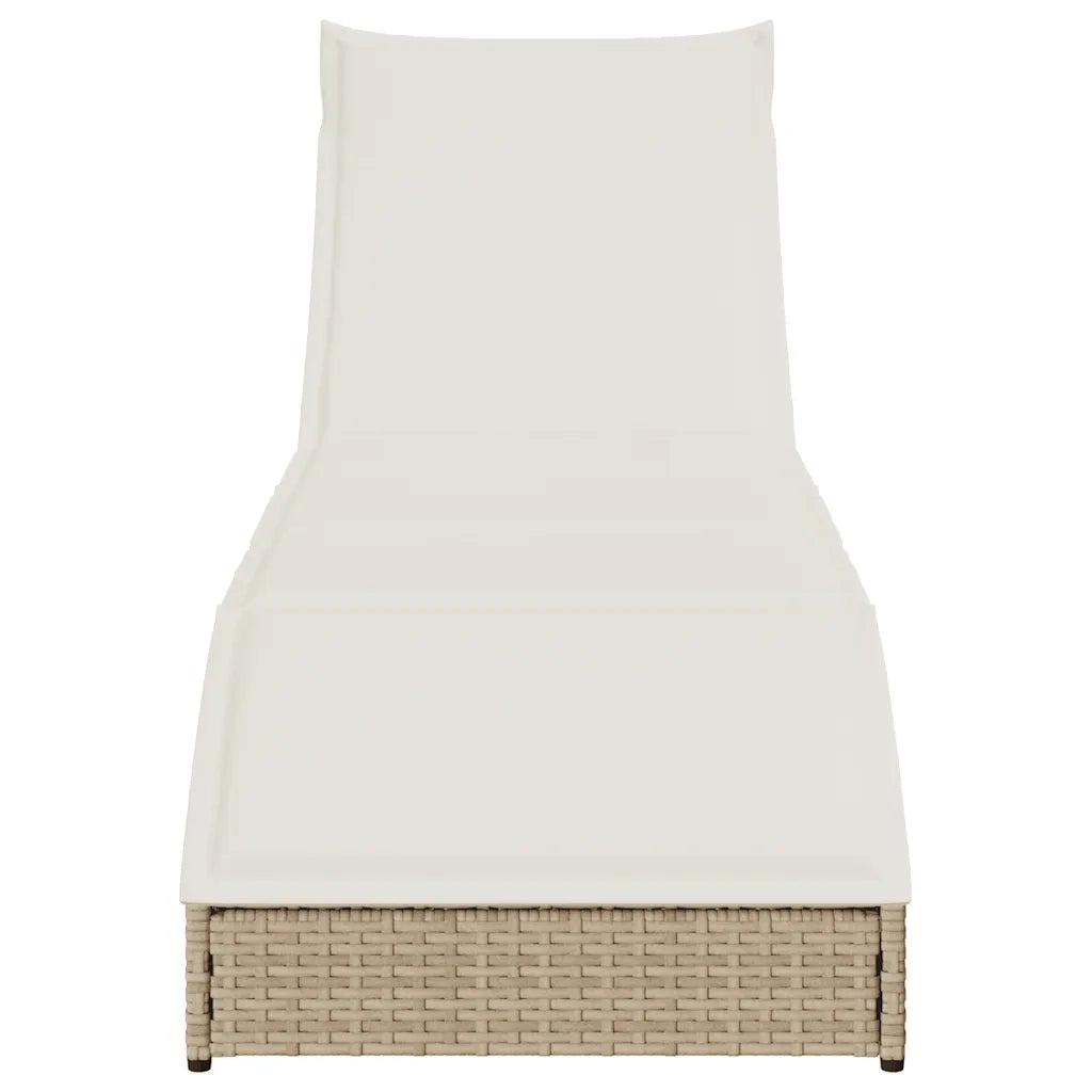 Lettino Prendisole Pieghevole con Cuscino e Portaoggetti Beige 4104224