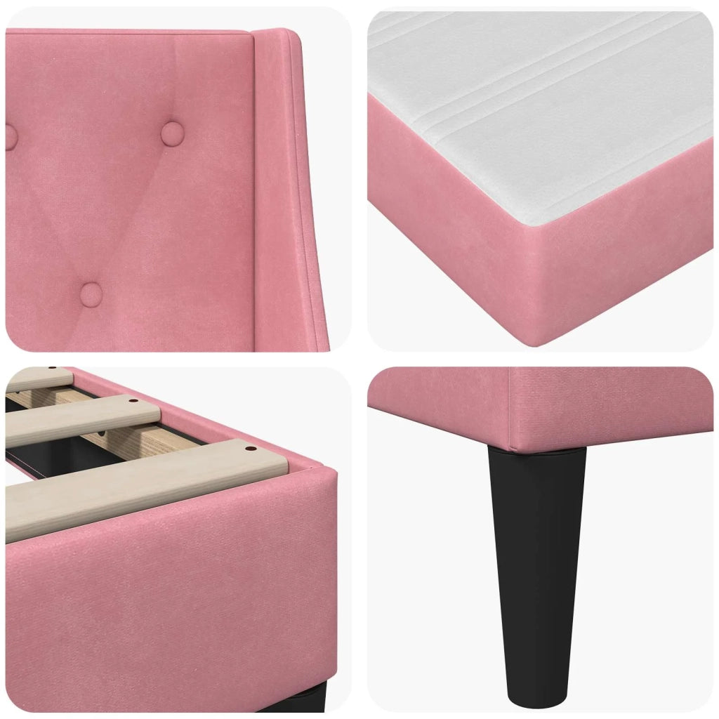 Struttura letto con materasso Rosa 80 x 200 cm Velluto 3414762
