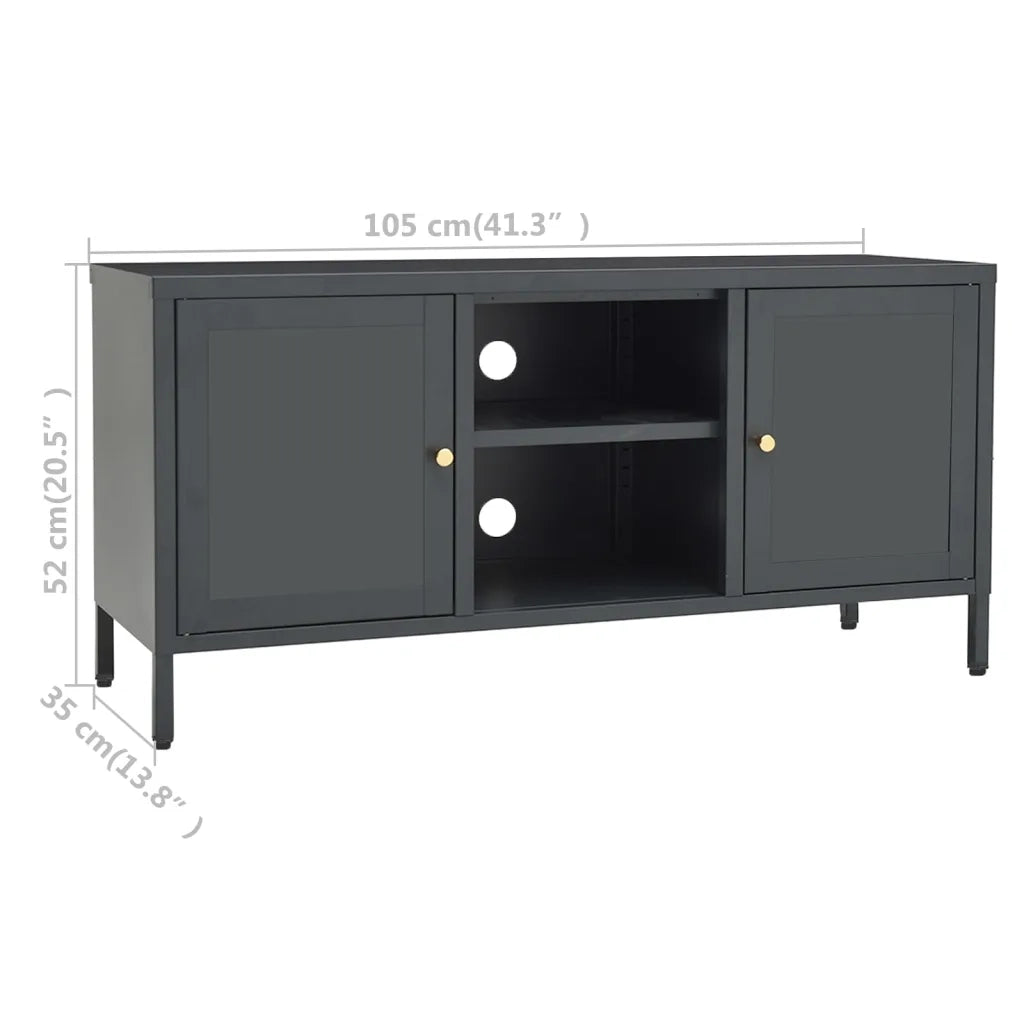 Mobile TV Antracite 105x35x52 cm in Acciaio e Vetro 336060