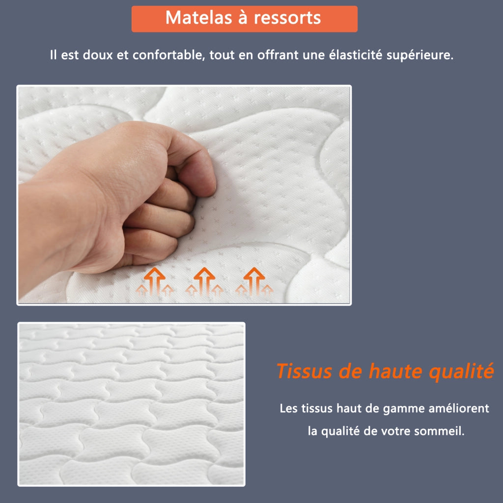 OKWISH Materasso a Molle 90×190 cm, Materasso Singolo H3, Design Ergonomico e Sollievo Lombare, senza Materasso, Bianco