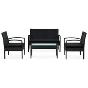 Set Divani da Giardino 4 pz | Set Salotto da Giardino con Cuscini in Polyrattan Nero