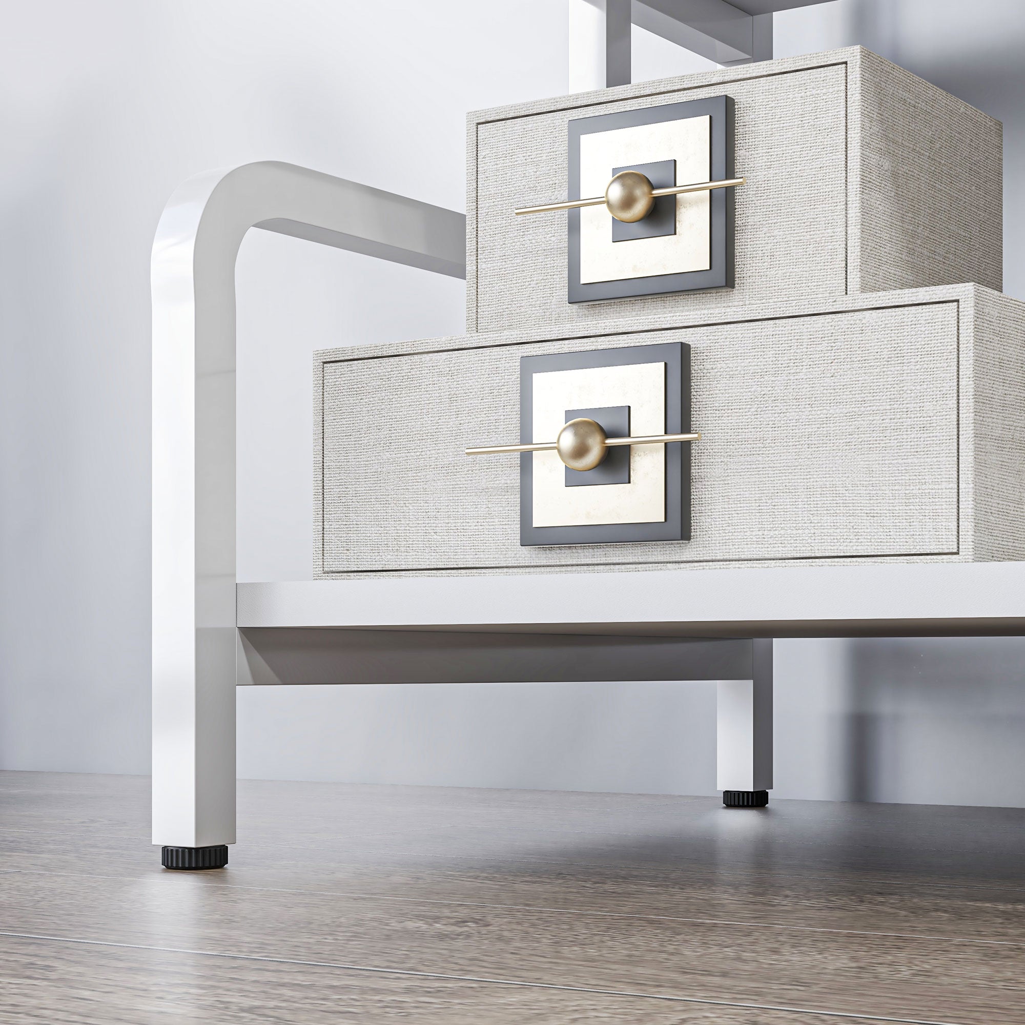 Supporto per Stampante Industriale a 3 Livelli 55x40x77 cm in Metallo e Truciolato Bianco