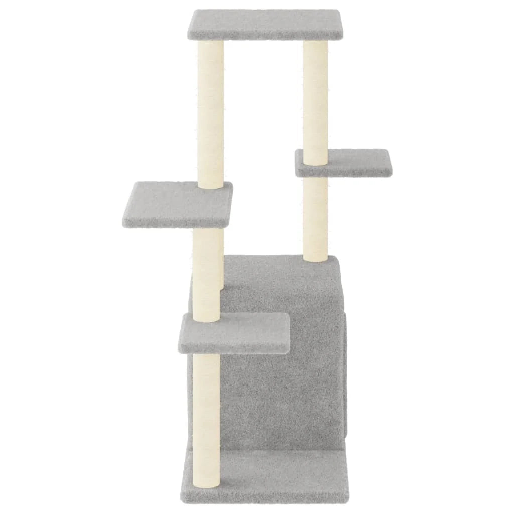 Tiragraffi per gatti torre per arrampicata giocattolo piattaforma per arrampicata con tiragraffi in sisal leggero 97,5 cm grigio 02_0022636