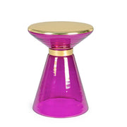 Tavolino in vetro trasparente con anello decorativo dorato - VERDANT