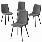 Set 4 Sedie Grigio con Rivestimento in Velluto e Piedi Neri Seduta Ergonomica