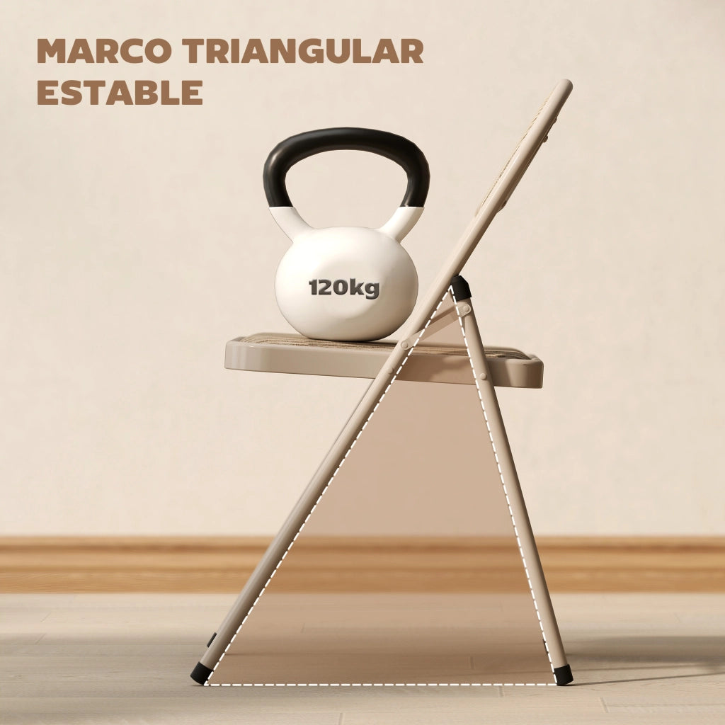 Sedia Pieghevole ¨C zephmum ¨C Beige, Lino Sintetico, Acciaio, 45x46x78 cm