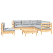 Set di mobili da giardino mobili da esterno 6 pezzi con cuscini legno di pino grigio 02_0016765