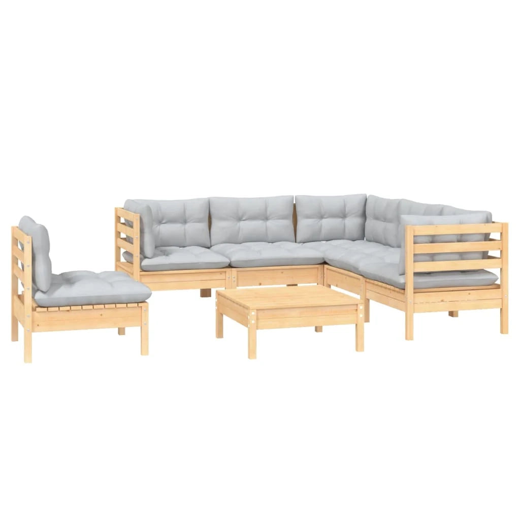 Set di mobili da giardino mobili da esterno 6 pezzi con cuscini legno di pino grigio 02_0016765