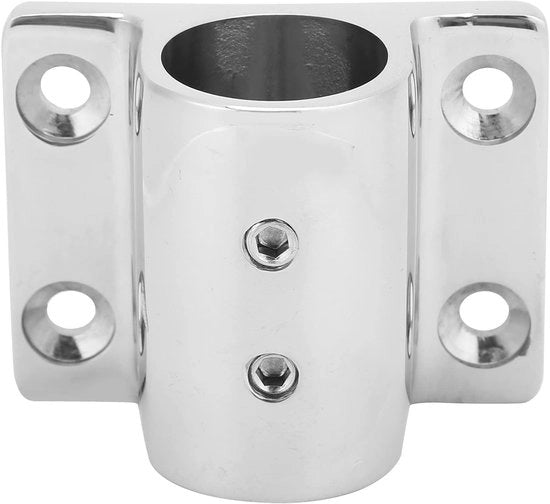 Supporto per Corrimano in Acciaio Inossidabile - Fermo Marittimo - Base Quadrata - Tubo per Barche - Base Rettilinea - Adatto per 22mm - Accessorio per Barche