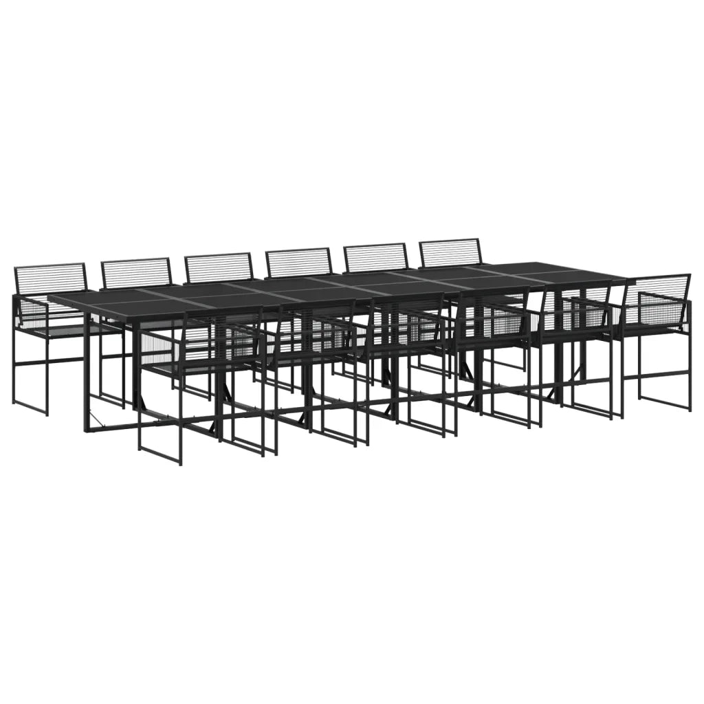 Set da Pranzo da Giardino 13pz Nero in Polyrattan 3295037