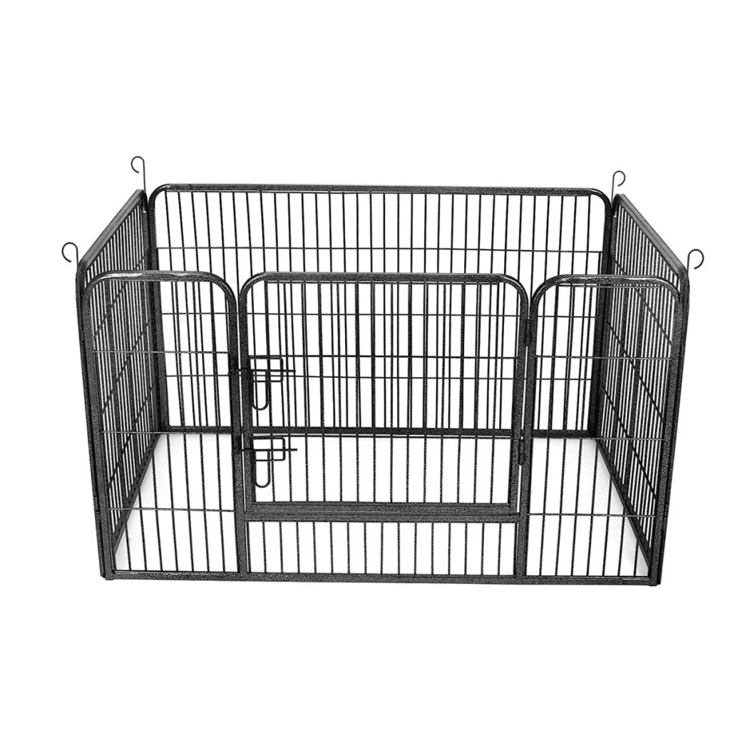 Recinto per cani recinto in metallo per cani cuccioli roditori e conigli pieghevole con porta grigio 122 x 80 x 70 cm 12_0001195