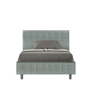 Letto imbottito 1 piazza e mezza 120x210 cm tessuto Aragona Adele - Contenitore,Azzurro