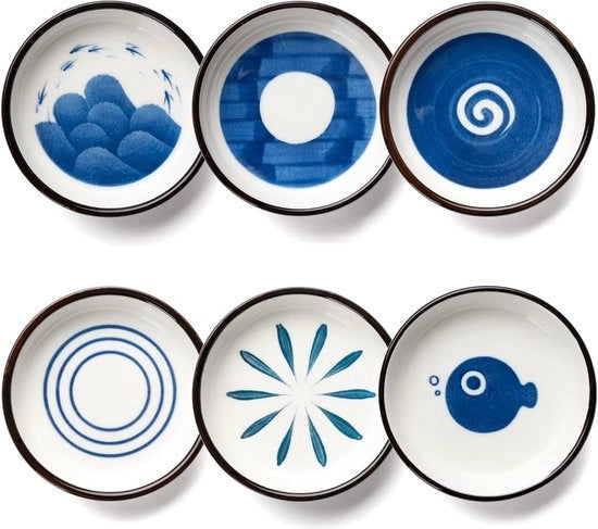 Set di 6 boccali in porcellana per crudi per sushi e snack (stile giapponese)