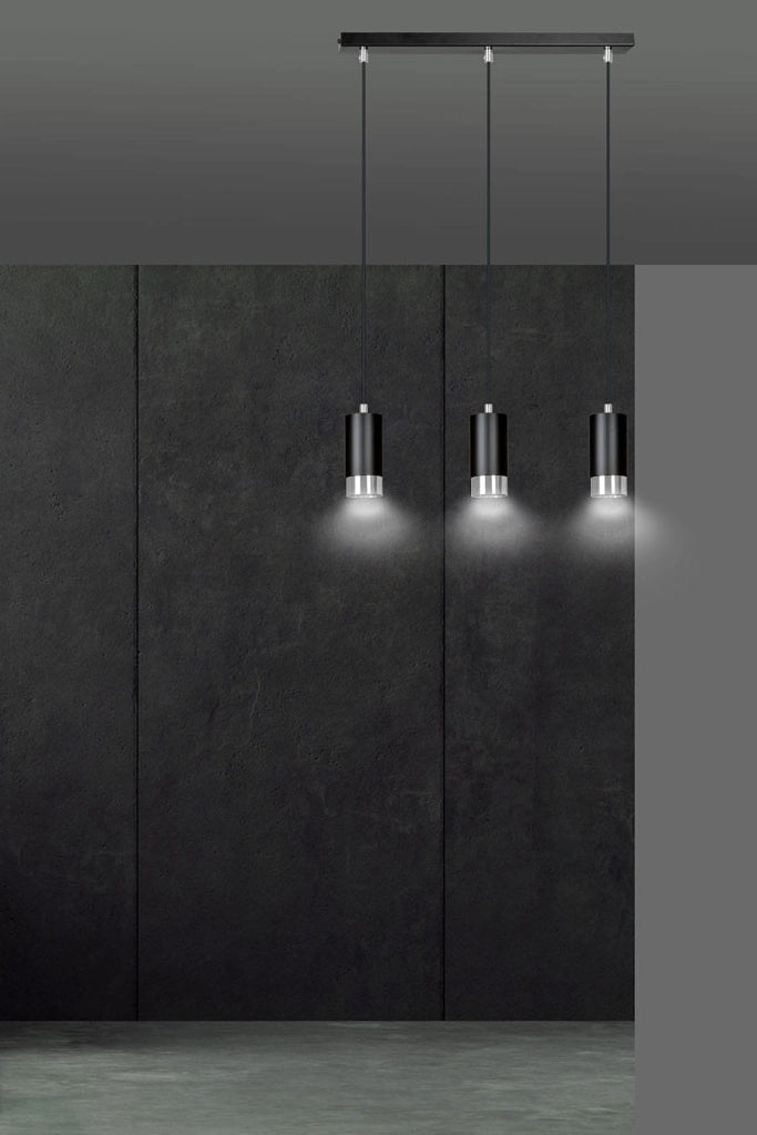 Lampadario Emibig Fumiko 3 luci GU10 nero/cromo dimmerabile