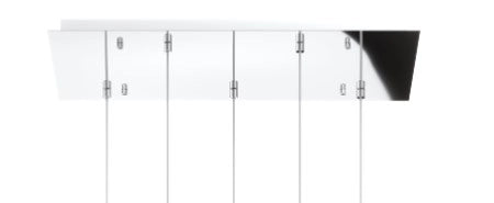 SOSPENSIONE CROMO 5 LUCI RETTANGOLARE VETRI AMBRA 1184CR-S5 R-AM