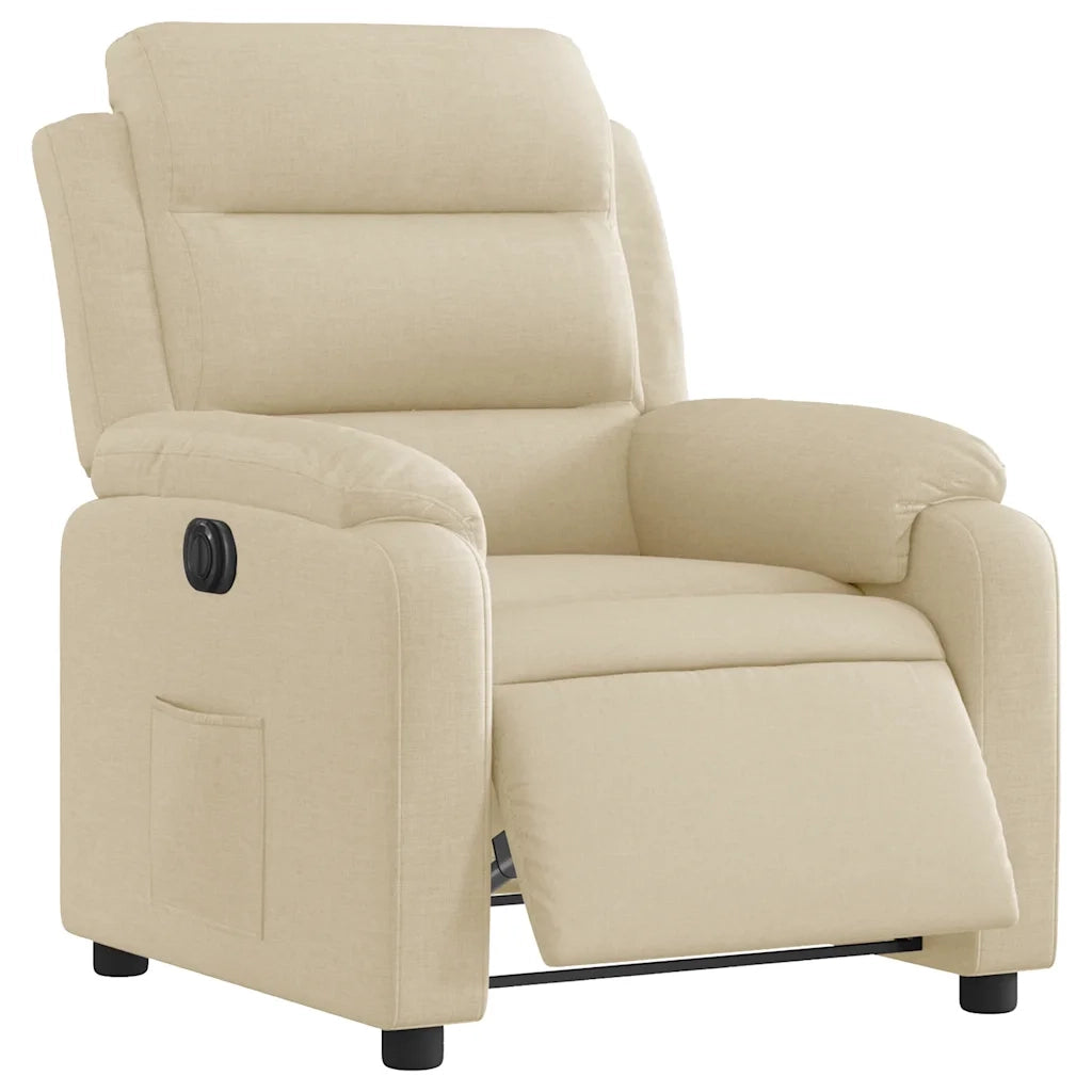 Poltrona Elettrica Reclinabile-Divano Sedia Crema in Tessuto 721781