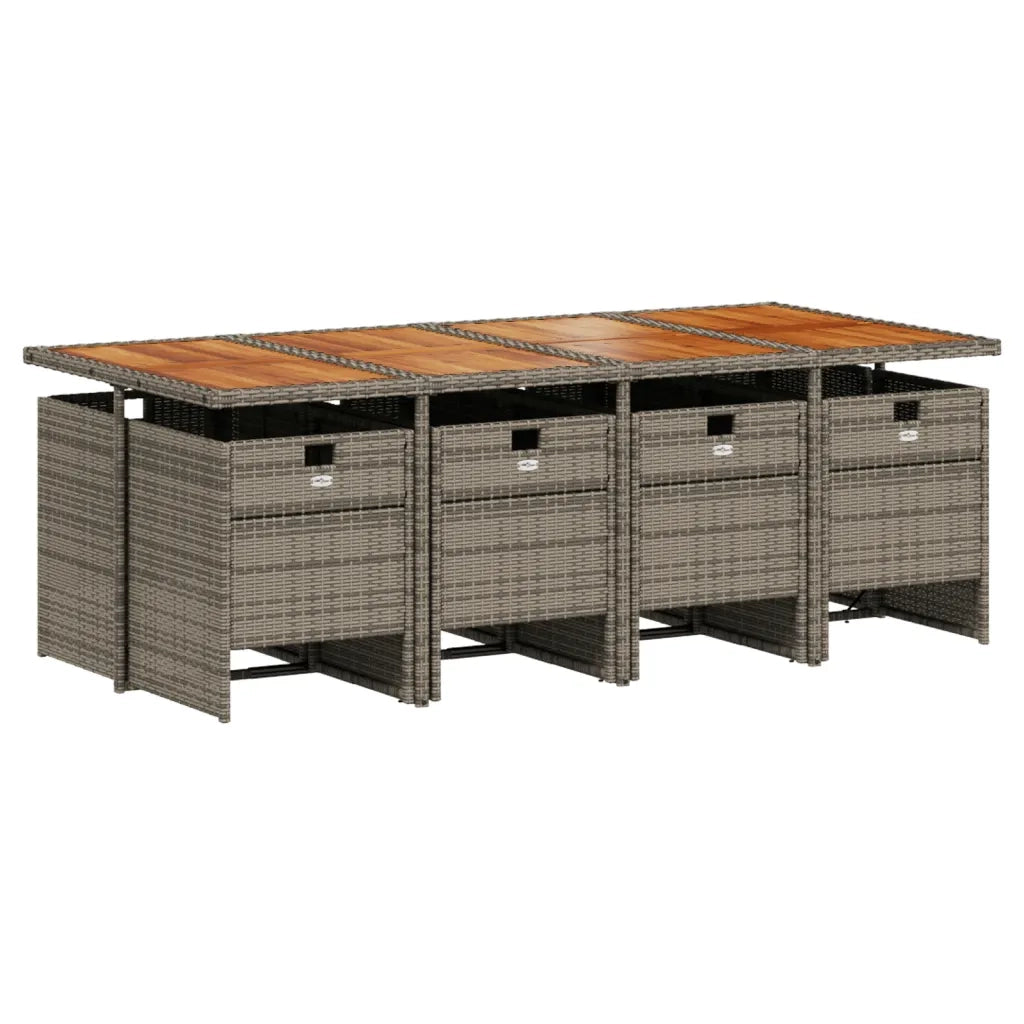 Set da Pranzo da Giardino 9 pz con Cuscini in Polyrattan Grigio 3277693