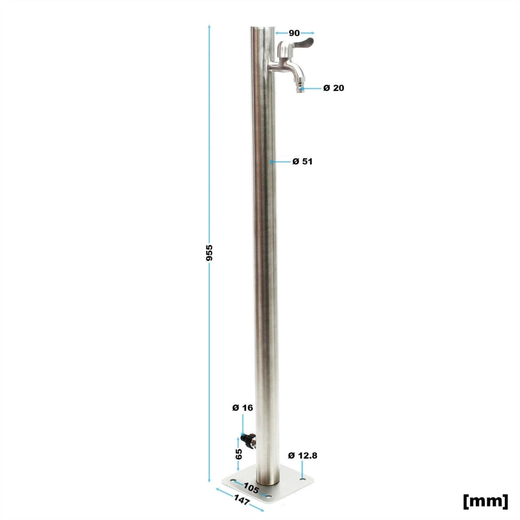 Colonna d'acqua da 95,5 cm rotonda punto acqua in acciaio fine distributore d'acqua da giardino pozzo 16_0002383
