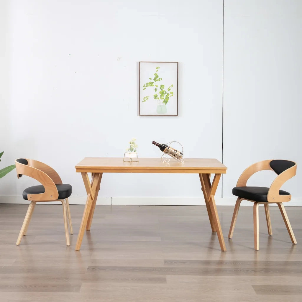 Sedie da Pranzo 2 pz Nere in Legno Piegato e Similpelle cod mxl 24649