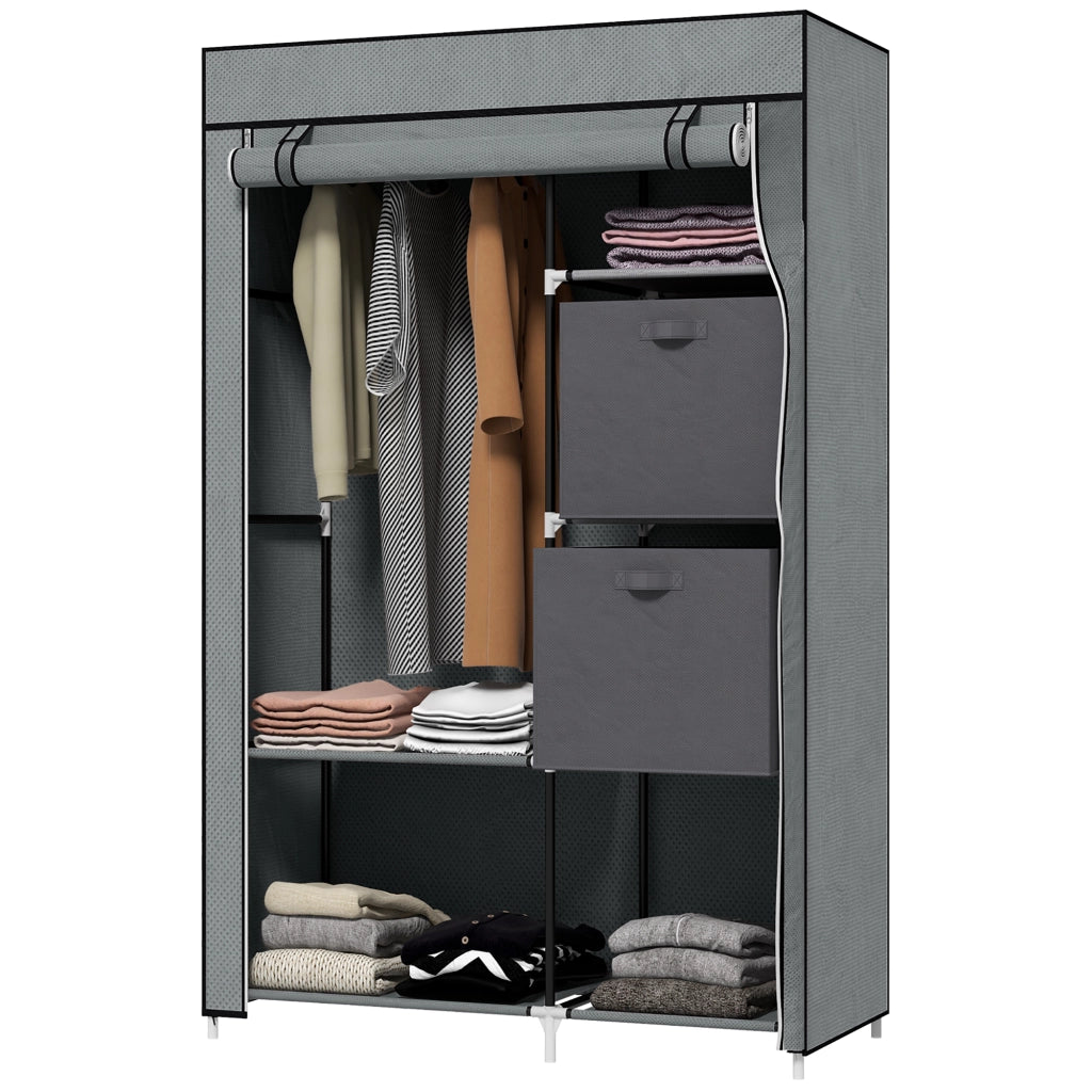 Armadio pieghevole con appendiabiti e ripiani ¨C Zephmum ¨C Grigio 102x42.5x162.5 cm
