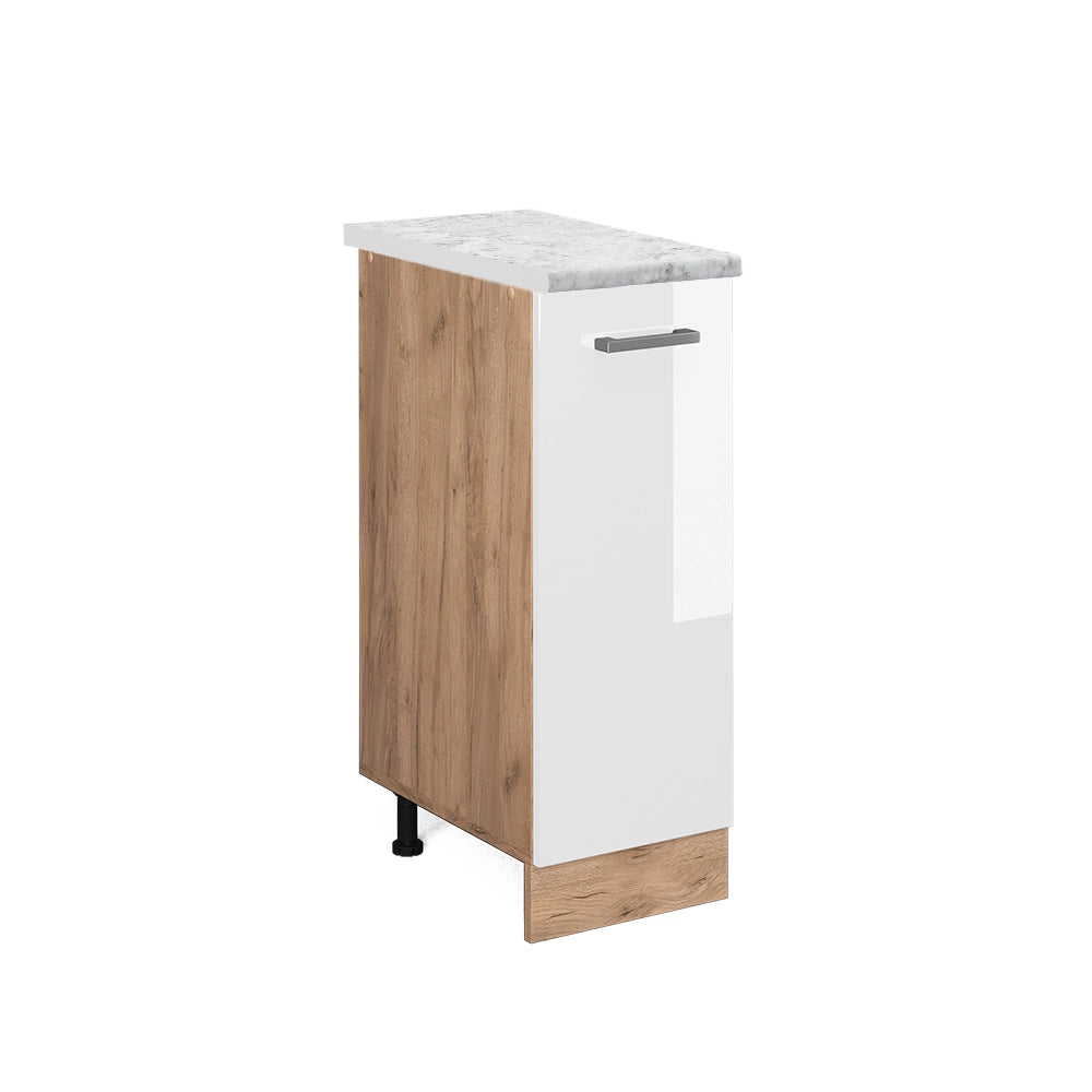 Vicco Armadio cucina dispensa alto Bianco lucido 30 cm PL Marmo