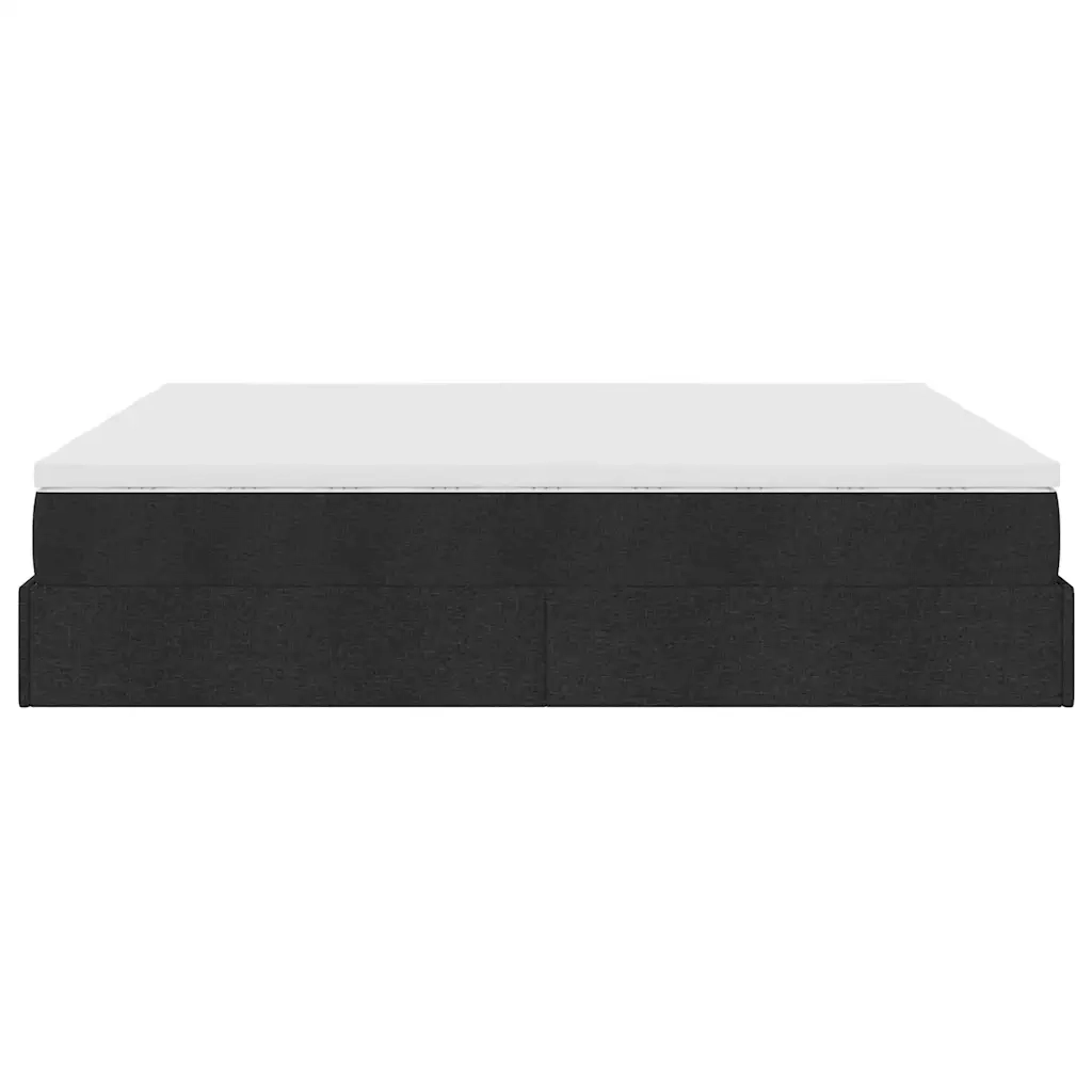 Struttura Letto Pouf con Materassi Nero 180x200 cm in Tessuto 3311243