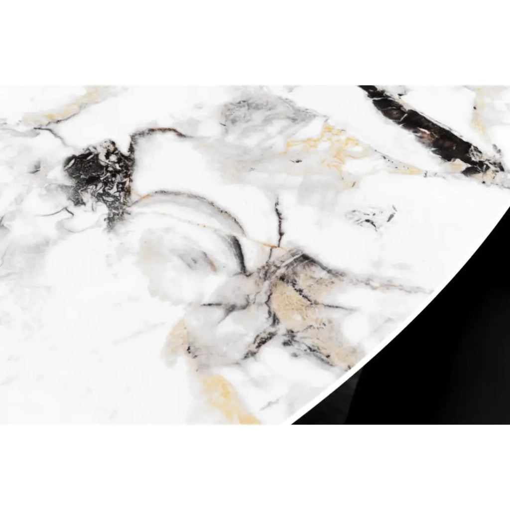 Table AXYA – Rotonda 150 cm – Piano in ceramica e vetro temperato effetto marmo bianco con piano superiore rotante