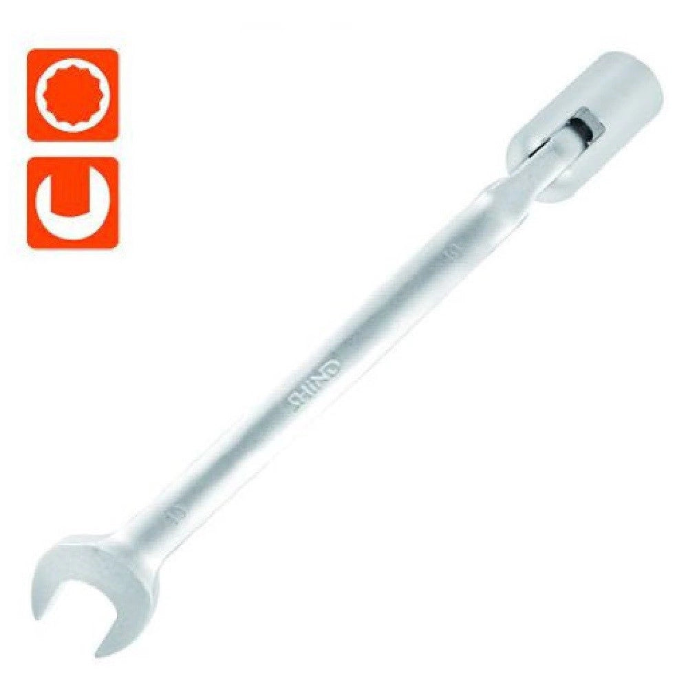 Trade Shop - Chiave Combinata 19mm Fissa E A Bussola Poligonale Con Snodo Cromo Vanadio 97567 -