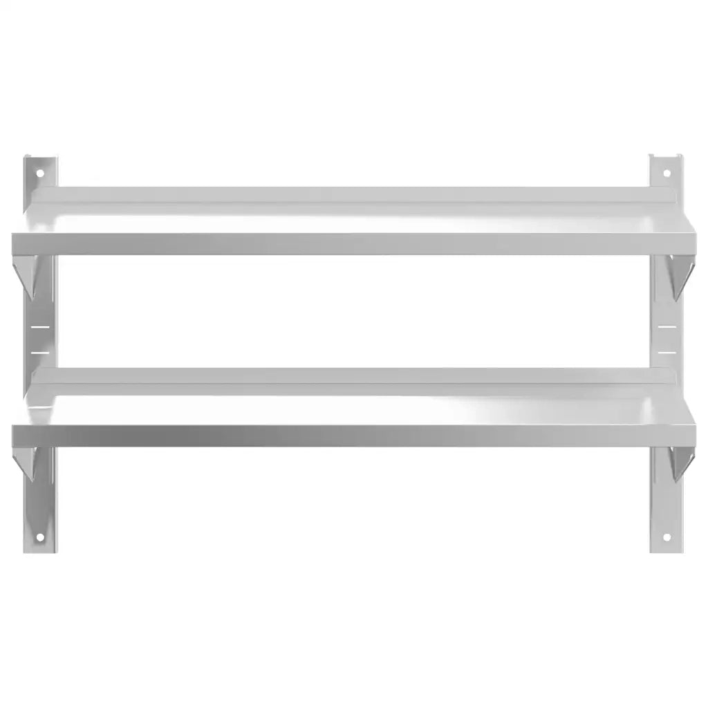 vidaXL Mensola a Muro 2 Ripiani 100x23,5x60cm Argento in Acciaio Inox