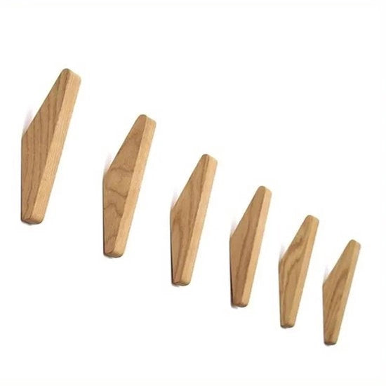 Set da 6 di chiodi a muro in legno di quercia | Capocchiere multifunzionale | Design minimalista | Adatto per bagno, ingresso o camera da letto