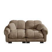 Divano modulare 2 posti con cuscini trapuntati e schienale ergonomico, in ciniglia marrone, 190 × 86 × 90 cm