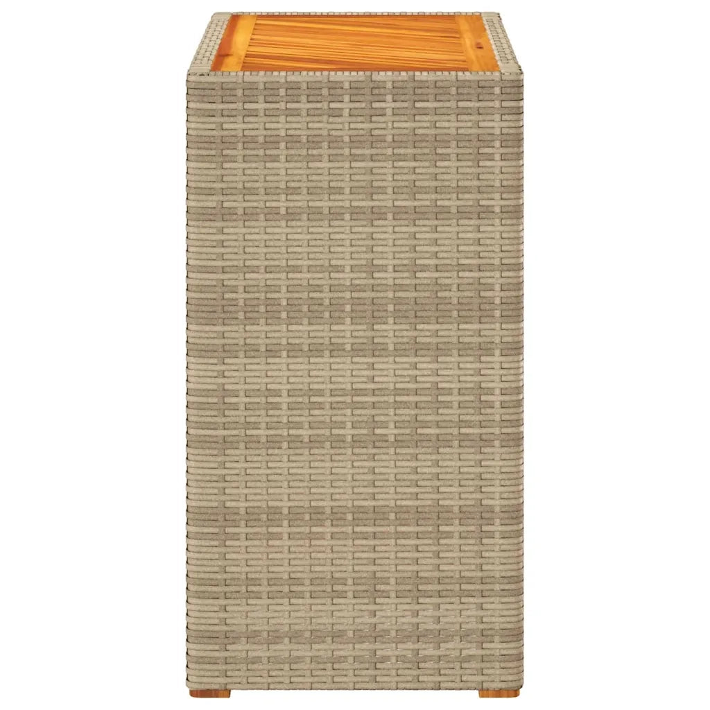 Tavolino da Giardino-Tavolo da Esterno-Tavolino da Patio Piano Legno Beige 60x40x75 cm Polyrattan