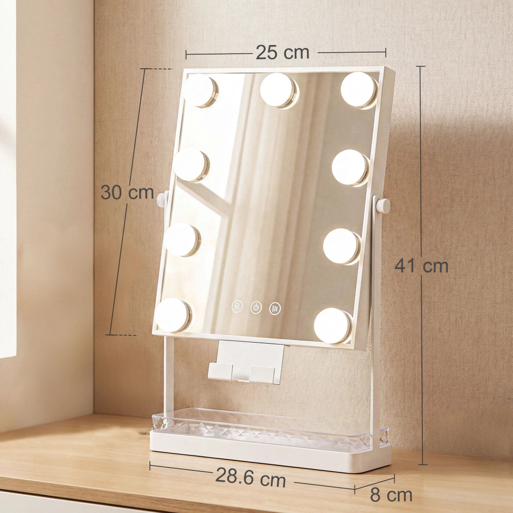 Tavolo Trucco Specchio Illuminazione LED ¨C Zephmum ¨C Bianco 60x45x45