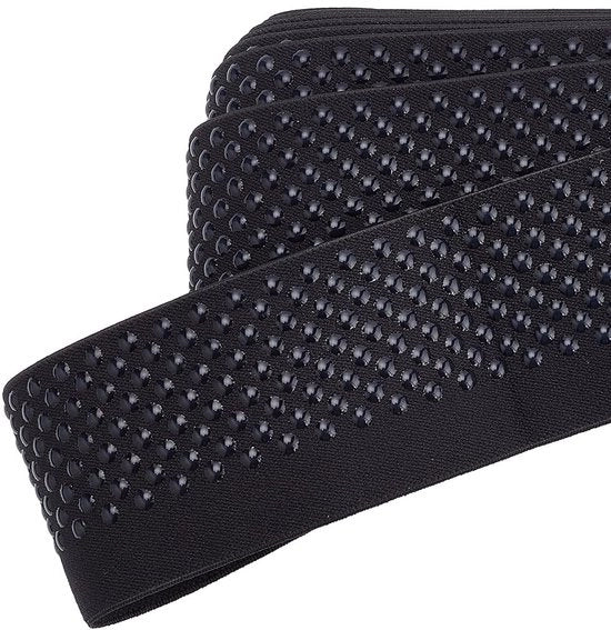 Tappetino antiscivolo in silicone a 6 metri - Nastro antiscivolo - Cintura elastica - Materiales polyester - Nero - 2,5 cm Larghezza - 9 Linee di punti in silicone