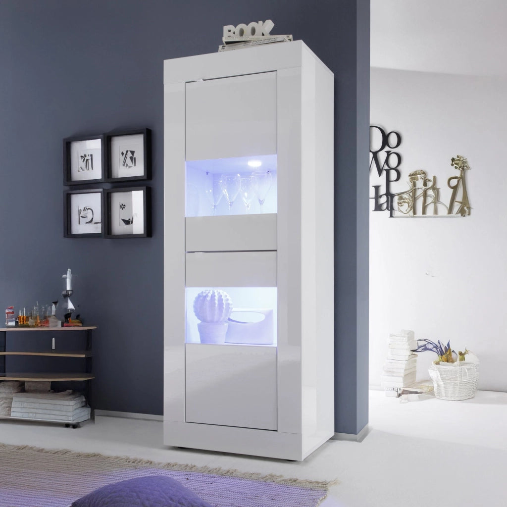 Mobile Espositore Uffugo, Vetrina 3 Ripiani, 60.9x42x161.2h cm Bianco Lucido