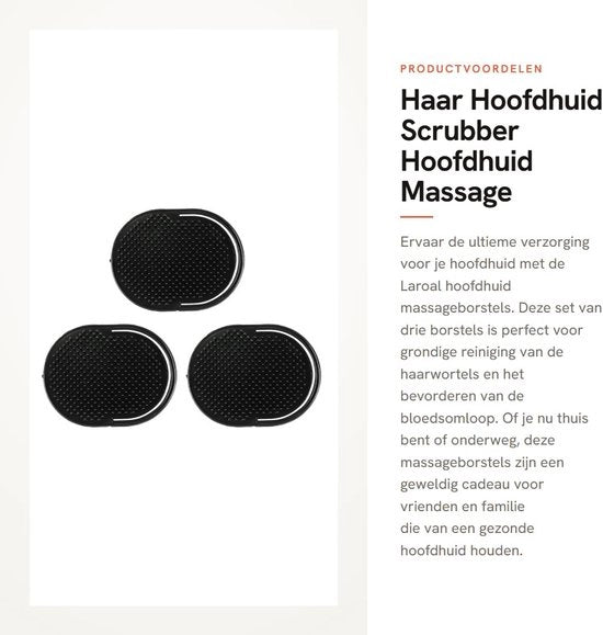 Scrubber per capelli 3 pezzi - Borsetta per massaggi capigliari - Doccia di pulizia - Regalo pratica - Materiale PP duraturo - Manico comodo - Spazzola per capelli